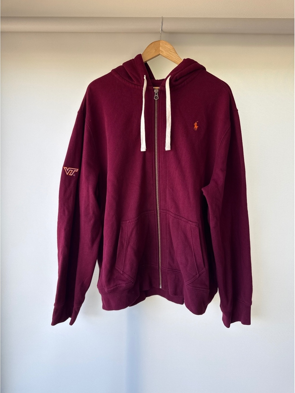 Polo Ralph Lauren Virginia Tech VT Zip Hoodie Men’s XXL Burgundy